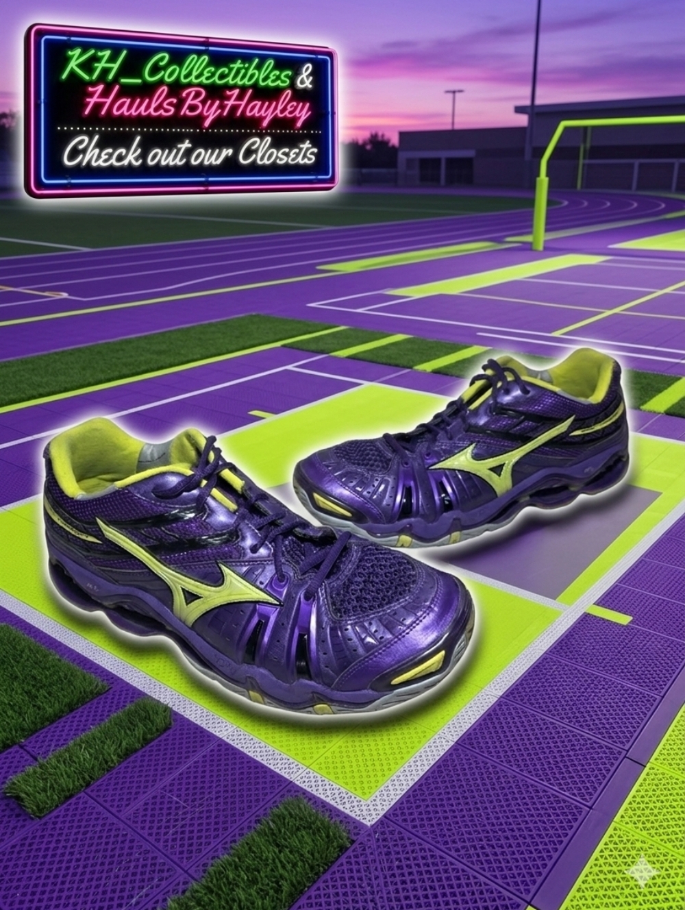 Vintage Mizuno Wave Tornado 7 Purple Neon Technical Sneakers Men’s 12